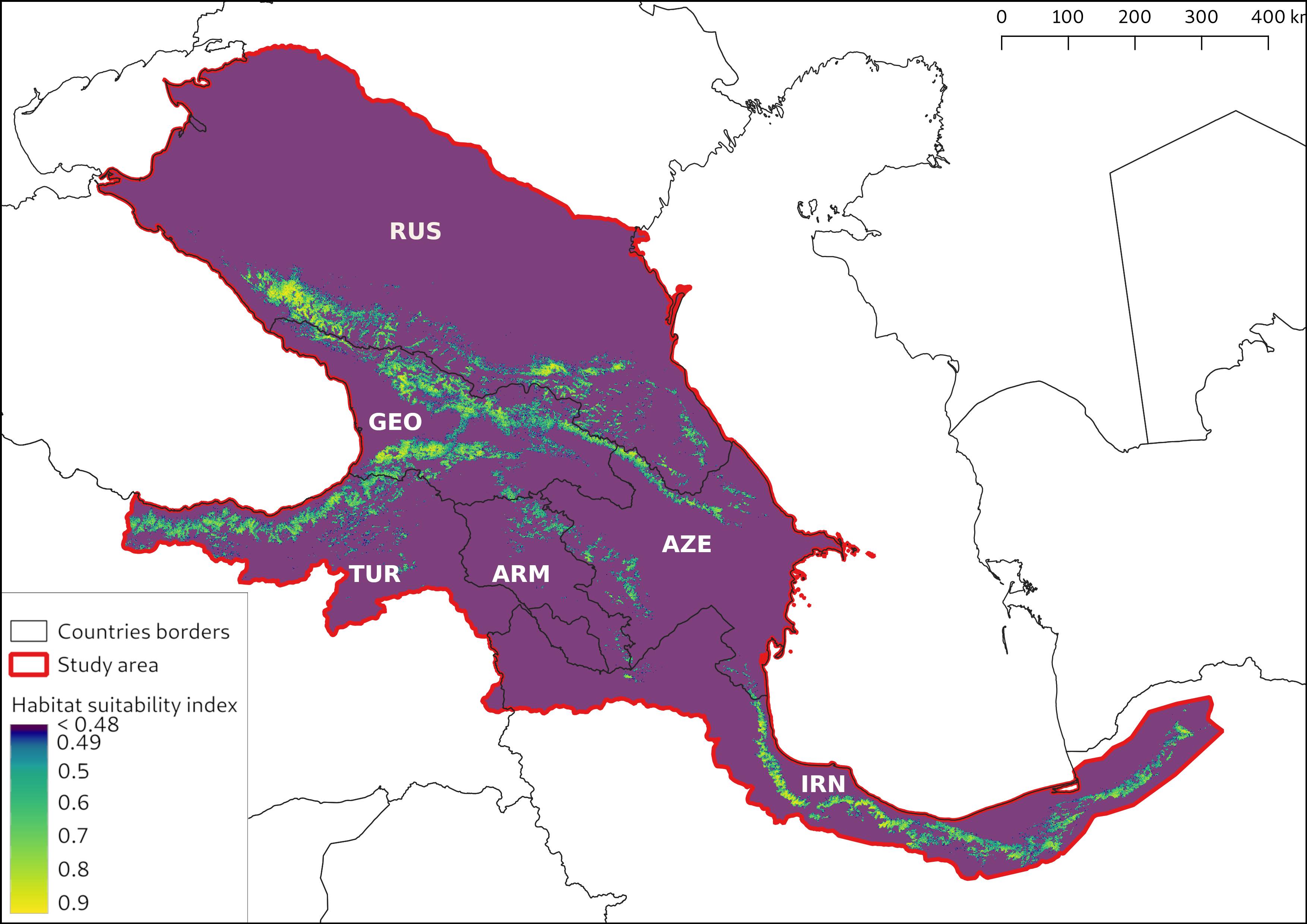 Habitat suitability (HSI) map